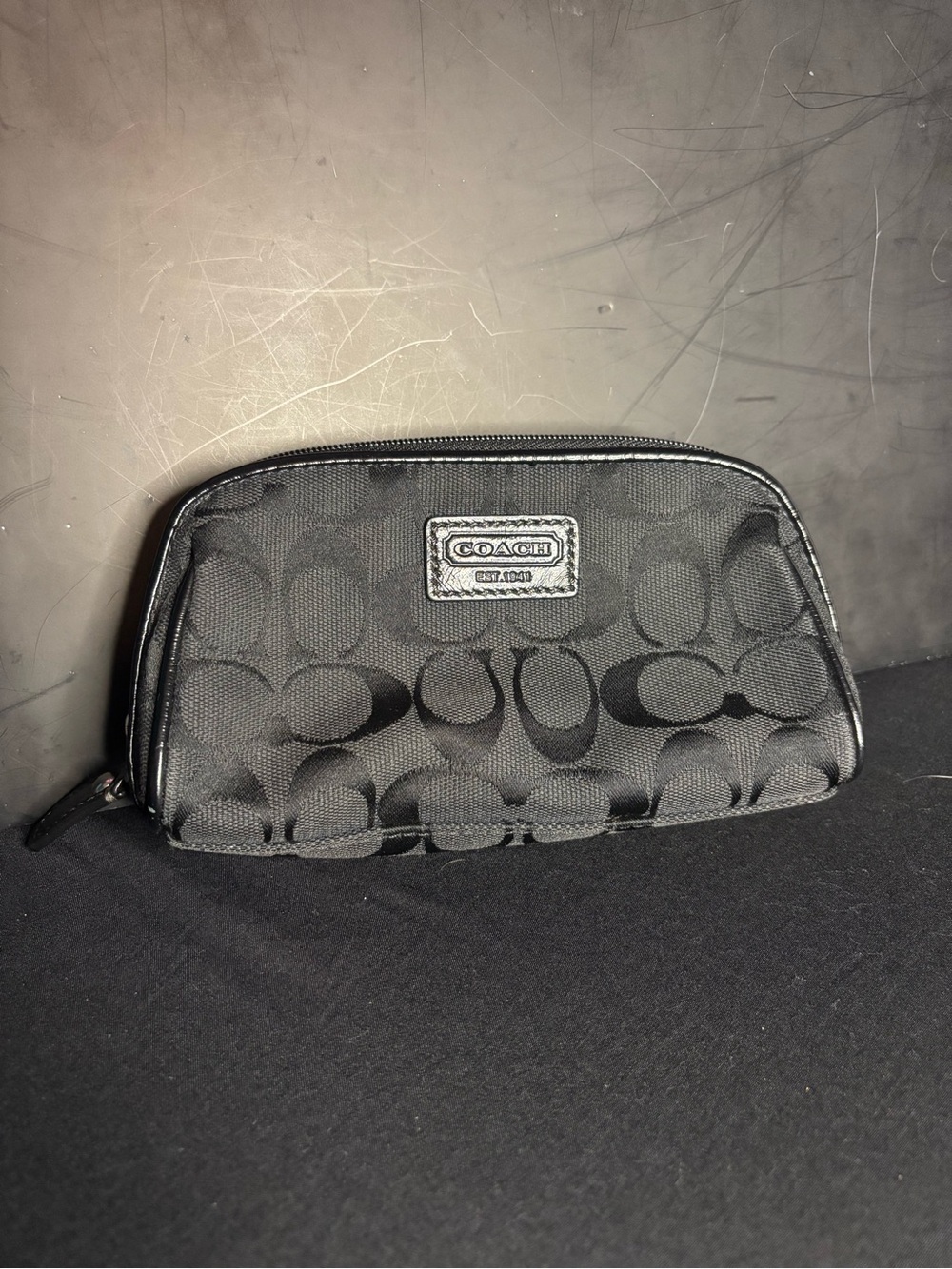 Vintage Coach Black Signature Canvas Toiletry Pouch